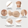 thumbnail image 4 of longantii Strapless Front Closure Push Up Bra, Padded Wireless Lift, Non-Slip Grip, Seamless Comfortable Tube Jelly Bra for A-C Cups(75A,Medium), 4 of 5