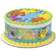 A BIRTHDAY PLACE Spongebob Serving Up Smiles Designer Prints Edible Cake Image