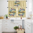 thumbnail image 3 of Summer Sea Stars Shells Lemon Curtain Tier and Valance Set 3 Piece, Vintage Yellow Striped 3-inch Rod Pocket Window Tier Curtains Valance for Kitchen Living Room, 3 of 9