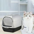 thumbnail image 4 of Hooded Cat Litter Box Deep Loo Anti Splashing Litter Pan Enclosed Cat Toilet Black, 4 of 8