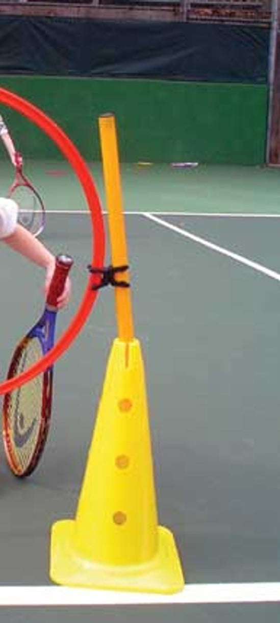 Oncourt Offcourt Tennis Kids Fun Set - Set Includes 4 Hoops, 4 Cones, 2 Poles, 2 Clips/For Ages 2-10 / Tennis Training Aid