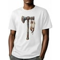 thumbnail image 6 of Indian Tomahawk Feather Men's T Shirts T-Shirt for Men Crew Neck Tees Cotton Tops, White, S, 6 of 7