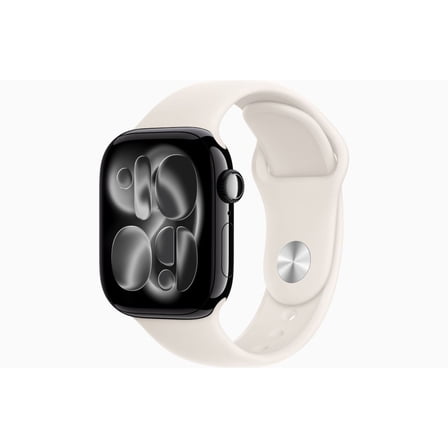 Restored Apple Watch Series 11 - GPS - 42mm Jet Black Aluminum Case with Starlight Sport Band - S/M (Refurbished)