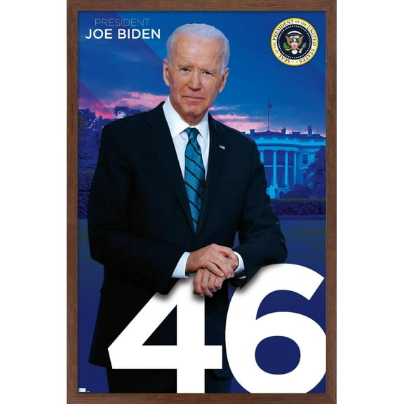 Trends International Joe Biden - President Wall Poster 24.25" x 35.75" x .75" Mahogany Framed Version