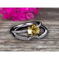 thumbnail image 2 of 2 Carat 6mm Round Cut Champagne Diamond Moissanite Engagement Ring On 10k White Gold With Wedding Band, 2 of 5