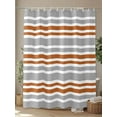 thumbnail image 4 of Fsddascl Orange Grey Striped Shower Curtain Set - Standard 72" x 72" Washable Bathtub Curtain with 12 Hooks, Horizontal Lines Simple Minimalist Waterproof Fabric Stall Shower Curtains for Bathroom, 4 of 6