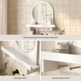 thumbnail image 4 of Wall Mirror with Shelf and Hooks, 20"x20" Arched Vanity Mirror Decorative Hanging Wall Mirrors Wood Frame Mirror for Bathroom Bedroom Entryway Living Room, White, 4 of 18