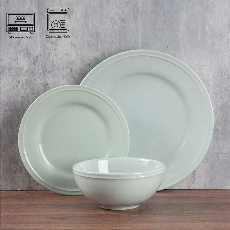 Mainstays Darby 12-Piece Stoneware Dinnerware Set Green - Walmart.com
