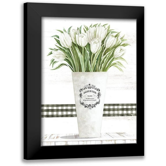 Jacobs, Cindy 12x14 Black Modern Framed Museum Art Print Titled - White Tulips