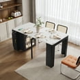 thumbnail image 4 of HORIZON Extendable Dining Table With 3 Removable Middle Leaves, Mobile Rolling Island Table With Power Outlet, Saving-space Cabinet With Storage For Dining Room And Living Room, White, 4 of 22