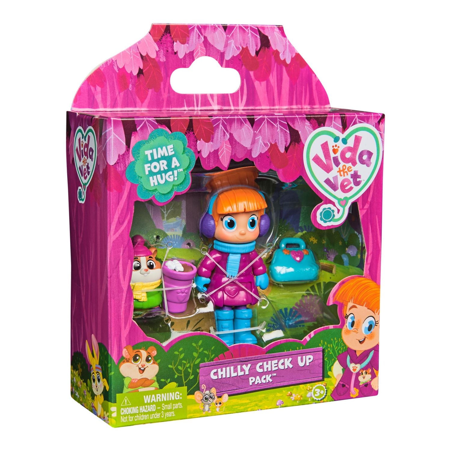 Vida la Véto, Coffret Diagnostic hivernal avec figurines articulées Vida et Popcorn et mallette de vétérinaire de Vida, jouets pour filles et garçons à partir de 3 ans
