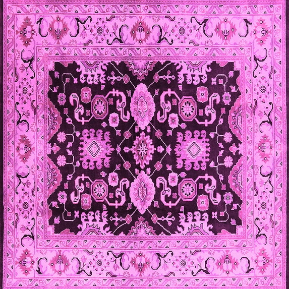 Ahgly Company Indoor Square Oriental Pink Traditional Area Rugs, 5' Square