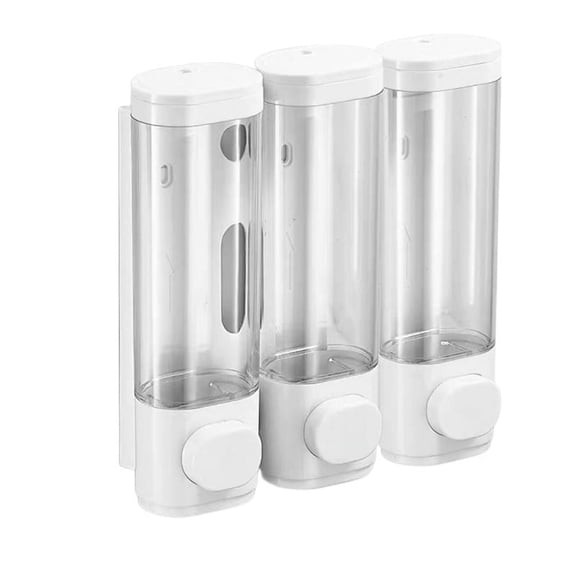 Wall-mounted Three-head Soap Dispenser Household Hotel Soap Dispenser Box Punch-free Manual Press Shower Gel Box Hand Sanitizer Bottle