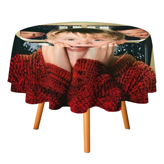 Home Alone-Theme Round tablecloth has an iconic print, fits most tables, and is easy to care for perfect gifts for fans friends and family.diameter60''(152cm)