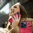 thumbnail image 5 of Case for iPhone 16 Pro Max, Premium PU Leather + TPU Protective Back Cover with Card Slots Finger Ring Kickstand Magnetic Closure Shockproof Drop Protective for iPhone 16 Pro Max, Red, 5 of 11