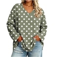 thumbnail image 4 of CHGBMOK Women's Plus Size Polka Dot Tops Long Sleeve V Neck T-shirts Basic Dressy Casual Blouses, 4 of 7