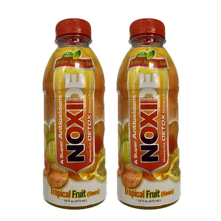 NOXIDE Detox Natural Body New Formula with Turmeric Root & Milk Thistle | Tropical Fruit | 16oz (473 ml)/Bottle | Pack of 2