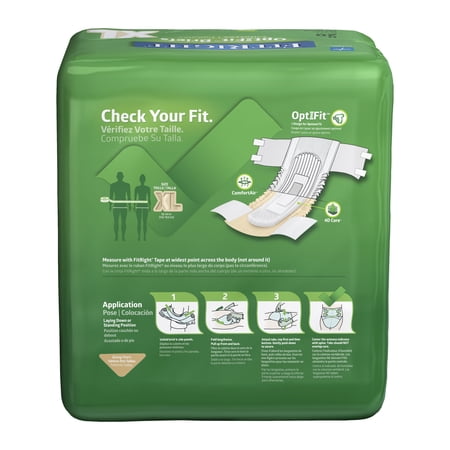 FitRight OptiFit Extra Briefs with Tabs, Adult Incontinence Brief, Moderate Absorbency, X-Large, 56-64, 20 Count