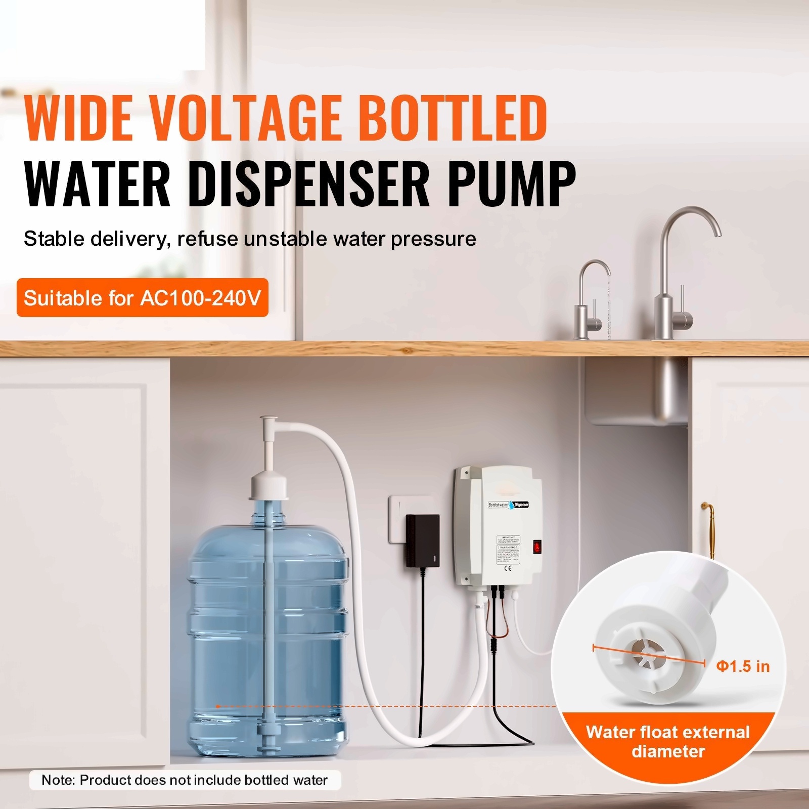 Bottled Water Dispenser Pump - 110V Electric Water Pump with 20ft Hose, for 5-Gallon Bottles, Coffee Machines, Ice Makers, Faucets, Tea Makers