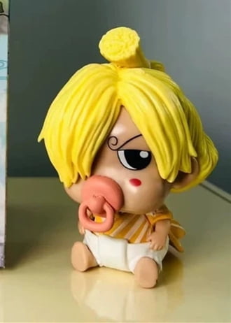 Newly Luffy Sanji Zoro Brook Franky Figure Sitting Q Version Nipple Anime Figures 10cm/3.9inch Anime Character Decor Statue Desktop Ornament Gifts (Sanji)