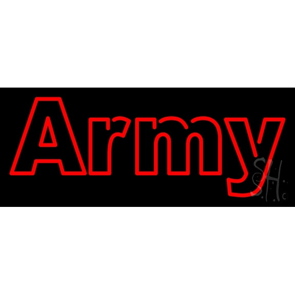 Red Army LED Neon Sign 10 x 24 - inches, Black Square Cut Acrylic Backing, with Dimmer - Bright and Premium built indoor LED Neon Sign for Defence Force.