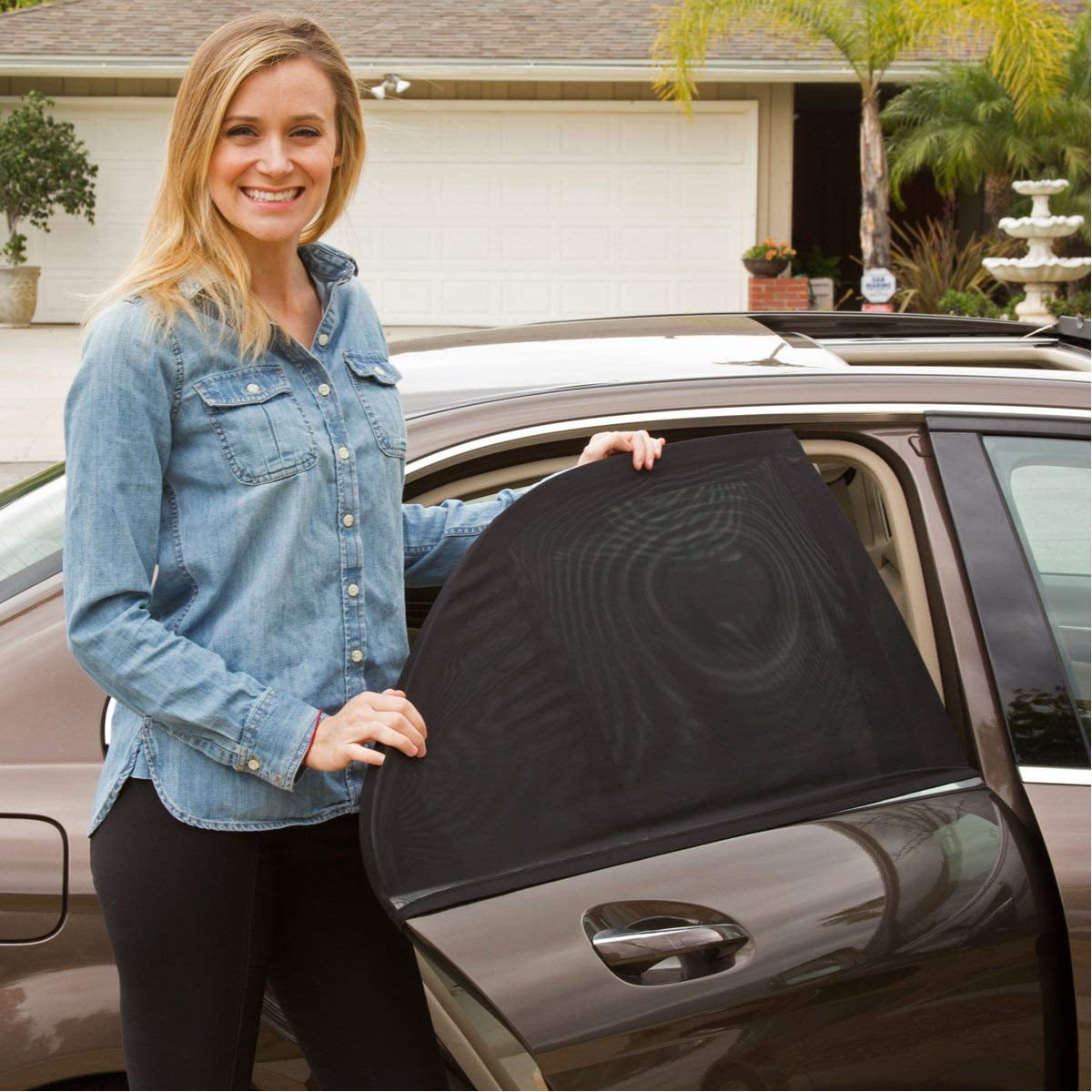 2x Front Car Door Window Cover Sun Visor Shade Mesh Shield Sunshade UV Protector