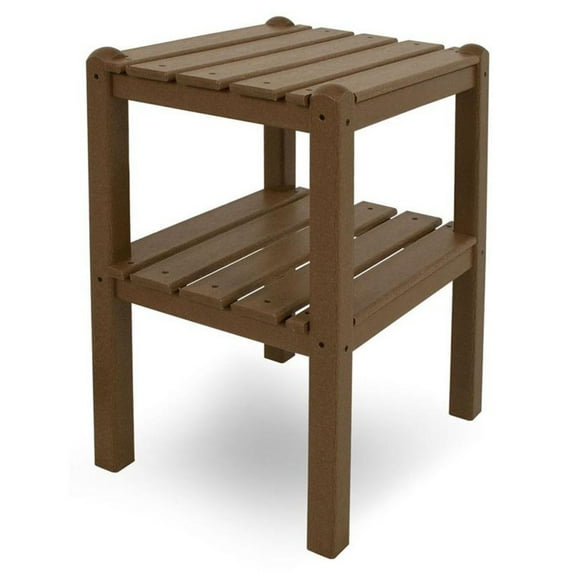 Polywood Two Shelf Side Table in Teak