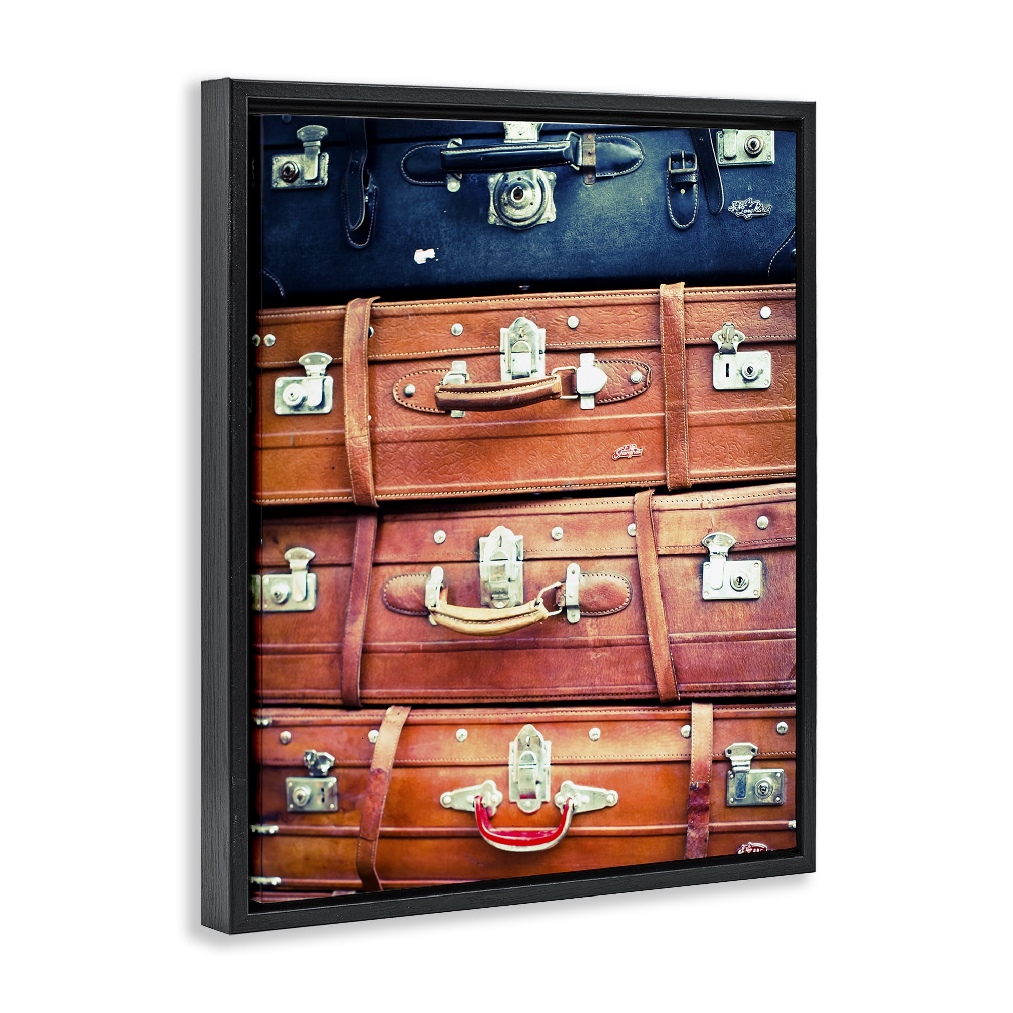 Stupell Industries Varied Stacked Suitcases Novelty Photography Black Floater Framed Art Print Wall Art, 17 x 21