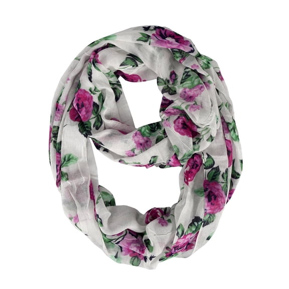 Womens Soft Vintage Floral Print Sheer Infinity Loop Circle Scarf
