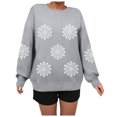 thumbnail image 4 of larppty Women Christmas Sweatshirt Snowflake Xmas Long Sleeve Pullover Cute Shirt Top (Grey, XXL), 4 of 8