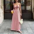 thumbnail image 4 of Mifsaly Womens Boho Maxi Dresses V Neck Spaghetti Strap Sleeveless Flowy Summer Sundresses Striped Print Lightweight Beach Vacation Dress XL, 4 of 8