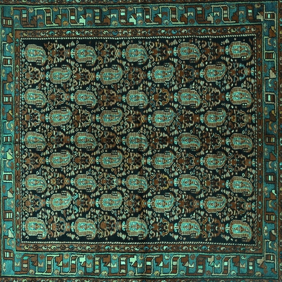 Ahgly Company Indoor Square Persian Turquoise Blue Traditional Area Rugs, 3' Square