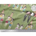 thumbnail image 2 of Soimoi Green Poly Georgette Fabric Mirror Theme Human Figure Print Sewing Fabric Yard 42 Inch Wide, 2 of 3