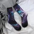 thumbnail image 5 of KLL Purple Sky Wolf Print Cool Socks Men's Women's Crew Socks Funny Crazy Novelty Stockings, 5 of 6