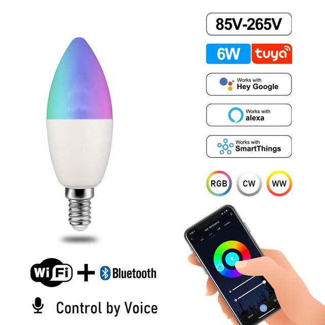 Tuya-bombilla inteligente Rgb regulable, Gu10, C37, A60, T37, E14, E27, B22, Wifi, lámpara mágica Led, ca 110V, 85V-265V, funciona con Alexa y Google Home