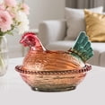 thumbnail image 1 of Plato de con forma de gallina en nido y tapa, ideal para guardar aperitivos, cocina, oficina, decoración, postres, hogar, pedestal, dulcero. Cabeza roja, 1 of 8