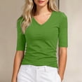 thumbnail image 2 of EYNMVR Women's V Neck T Shirts Slim Fitted Half Sleeve Tops Basic Tees, 2 of 4