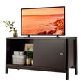 thumbnail image 4 of Yardi Yard TV Stand Modern Entertainment Cabinet with Sliding Doors-Dark Brown, TV Stand, TV Console Table for Living Room, 4 of 9