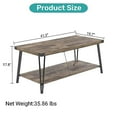 thumbnail image 4 of Modern Farmhouse Coffee Table,Brown Barnwood Coffee Table with 2-Tier Open Storage Shelves,Easy Assembly Rectangular Center Table with Metal Frame for Living Room.19.7"x41.3"x17.8", 4 of 6