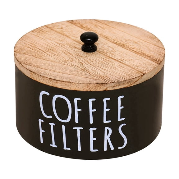 Wooden Coffee Filter Storage Container with Lid, Wood Coffee Filter Holder Coffee Filter Dispenser Coffee Pod Organizer Coffee Filter Basket Holder for Home Bar Counter Coffee Bar Decor, 6.3"x4.1"