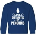 thumbnail image 3 of Inktastic Easily Distracted by Penguins Long Sleeve Youth T-Shirt, 3 of 5