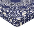 thumbnail image 2 of Ambesonne Oriental Fitted Sheet, Curly Floral Leaves Image, Twin XL Size, Blue and Cream, 2 of 3