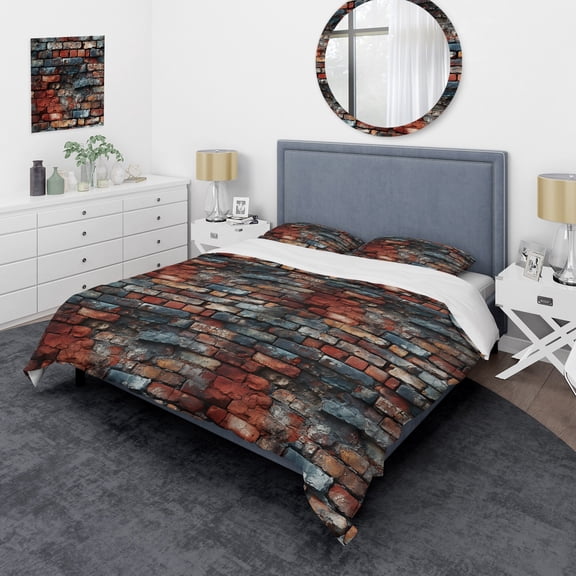 DESIGN ART Designart "Urban Brick Wall Elegance II"  modern bedding set with shams Full - Queen