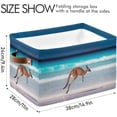 thumbnail image 3 of Foldable Storage Bins Beach Cute Kangaroo Fabric Storage Baskets Collapsible Decorative Baskets Closet Organizer Bins with PU Handles for Shelves Home Closet Bedroom Living Room-2Pack Decor Gifts, 3 of 7