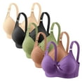 thumbnail image 2 of Fatuov Women's Wireless Bras Plus Size Seamless Push Up Full Coverage Everyday Comfort Bras for Travel Soft T-Shirt Bras, 5-Pack, Purple, 46B, 2 of 5