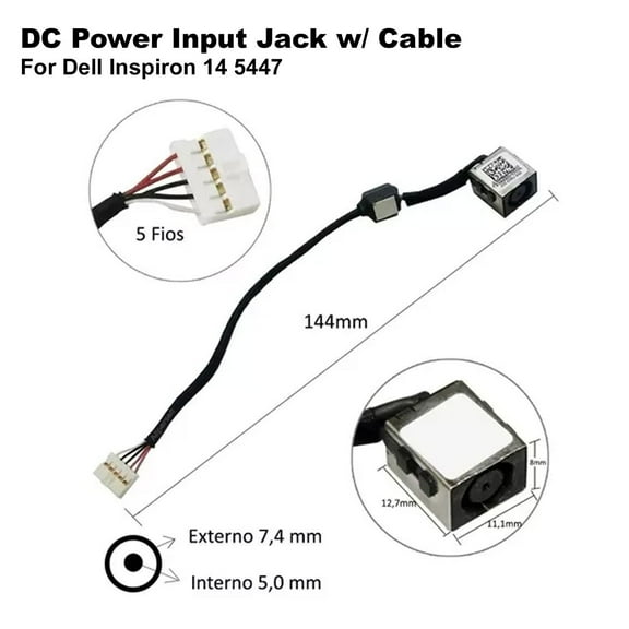 Dell DC Power Jack with Cable for Inspiron 14 5447 5448 Laptops, K8WDF