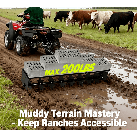 32 Inch Tow Behind Aerator, 200 LBS Heavy Duty Rolling Lawn Aerator, Manual Tow Behind Aerator with Rotary Spike for Lawn,Yard and Garden, Black