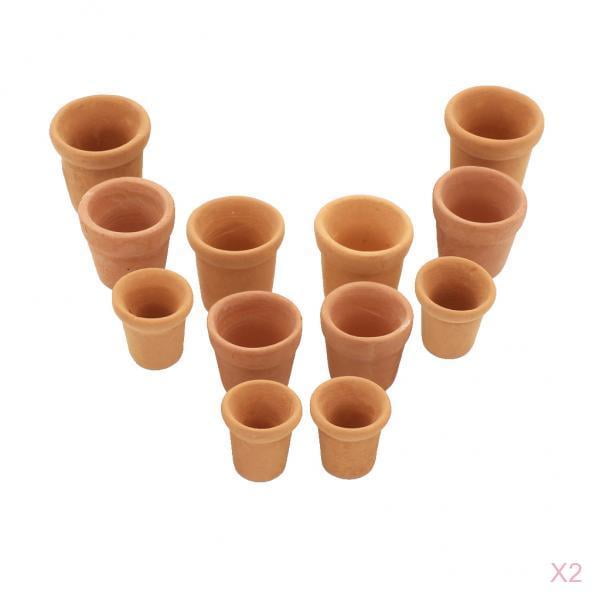 24pcs Macetas De Jardín De Cerámica Zulema Mini maceta de la casa de muñecas 1/12