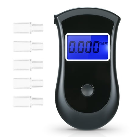 Portable Breath Alcohol Tester Breathalyzer Professional Digital Alcohol Tester with 5pcs Transparent Mouthpieces