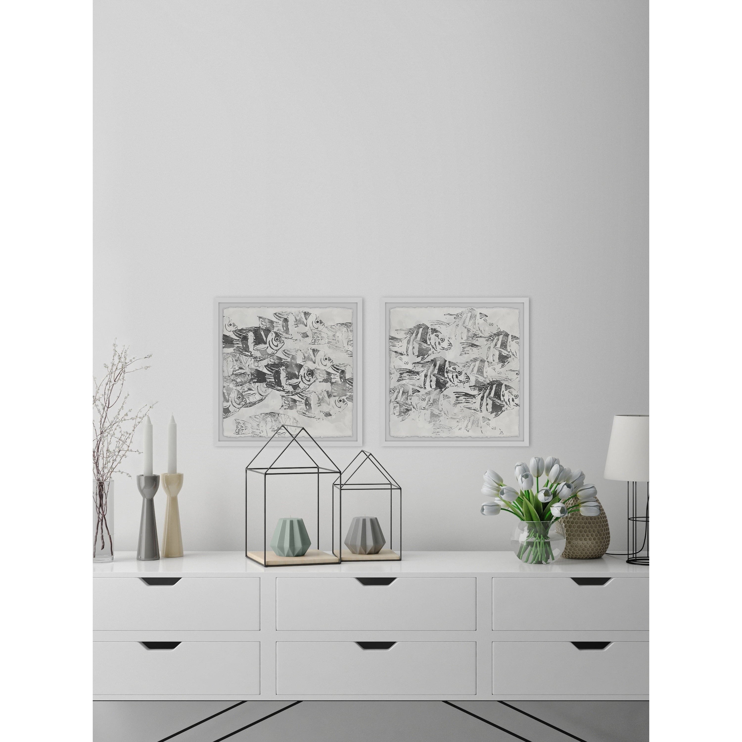 Marmont Hill Sea life Batik x iv Diptych, Art Prints 64.00" x 1.50"